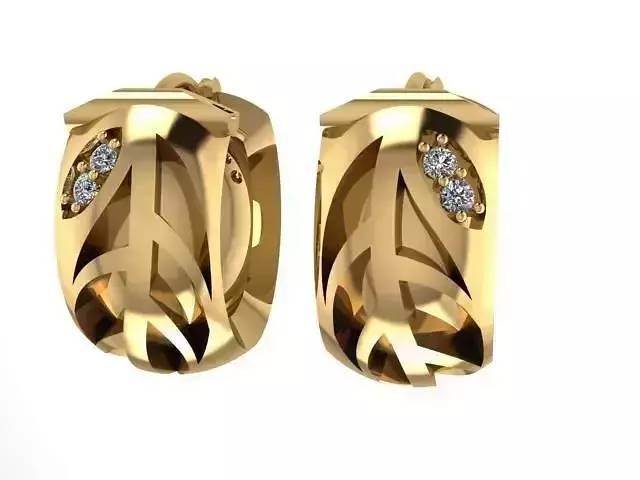 Earrings pair of gold with diamonds