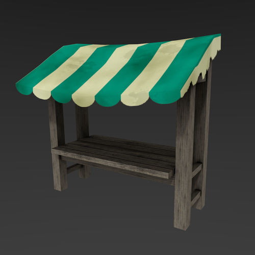 Medieval Market Stall Low-poly 3D model