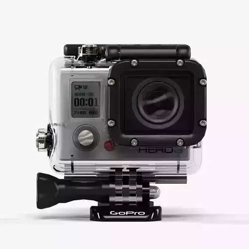GoPro Hero3 action camera with Waterhousing Low-poly 3D model
