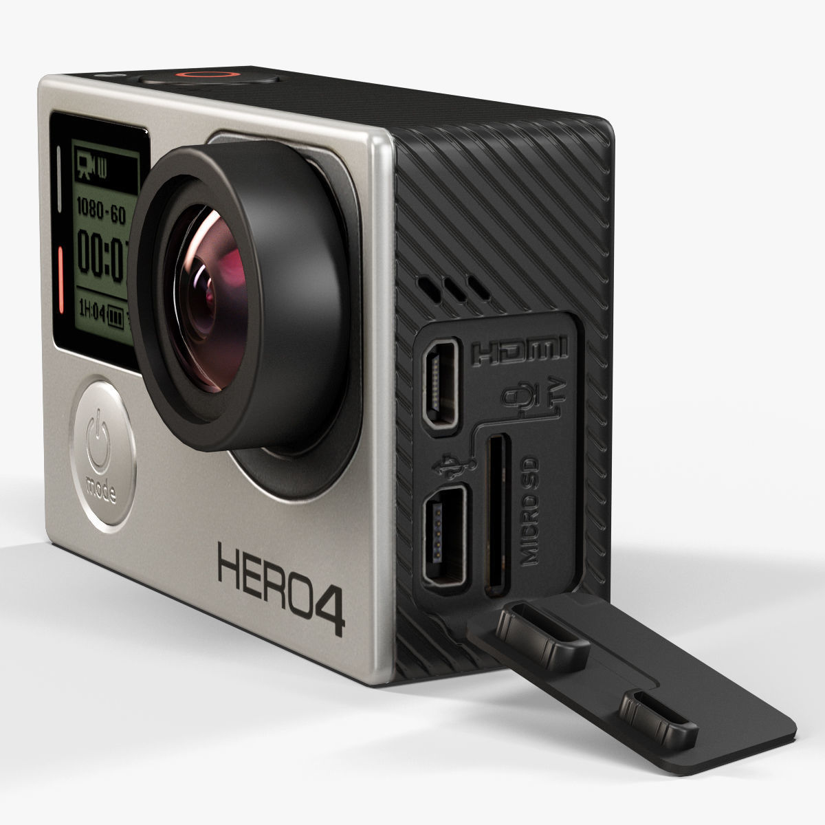 GoPro HERO4 Silver Edition action camera with Waterproof Housing Low-poly 3D model_24