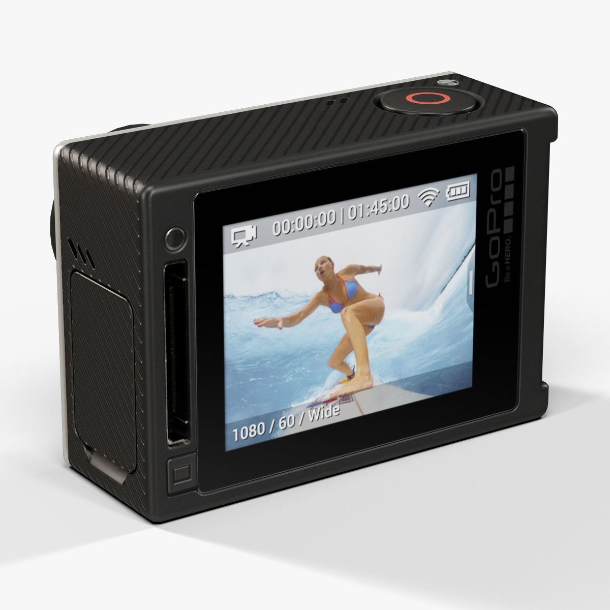 GoPro HERO4 Silver Edition action camera with Waterproof Housing Low-poly 3D model_22