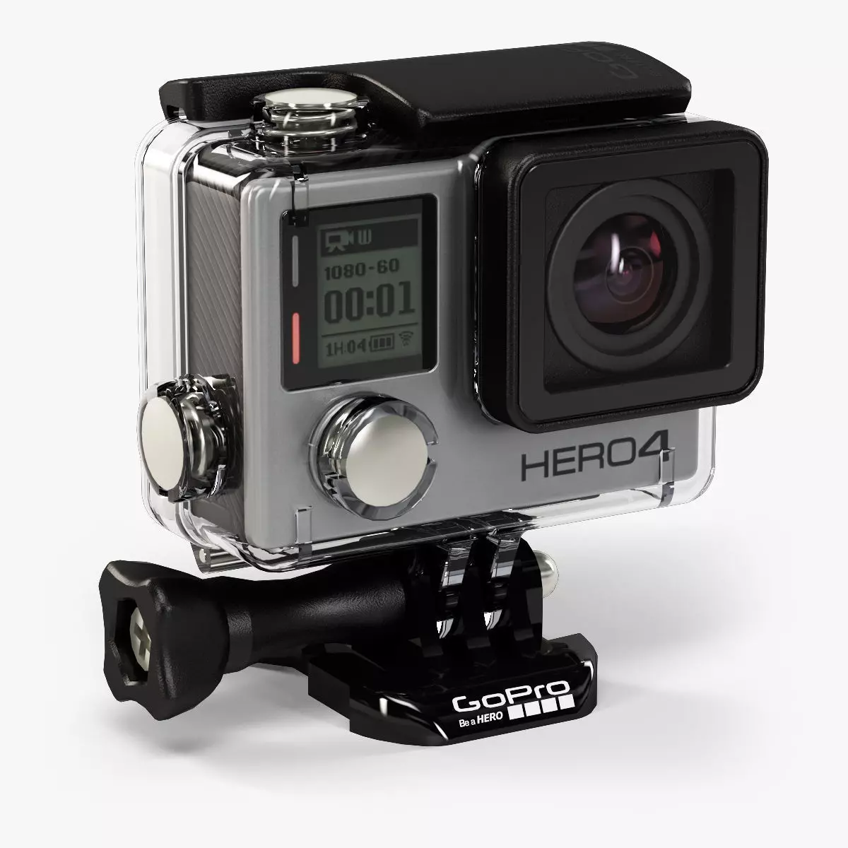 GoPro HERO4 Silver Edition action camera with Waterproof Housing Low-poly 3D model_0