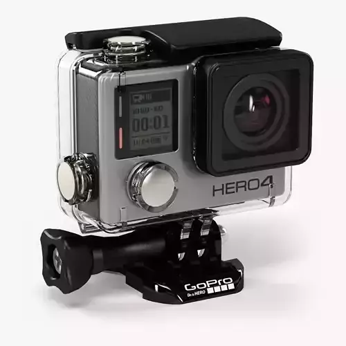 GoPro HERO4 Silver Edition action camera with Waterproof Housing Low-poly 3D model