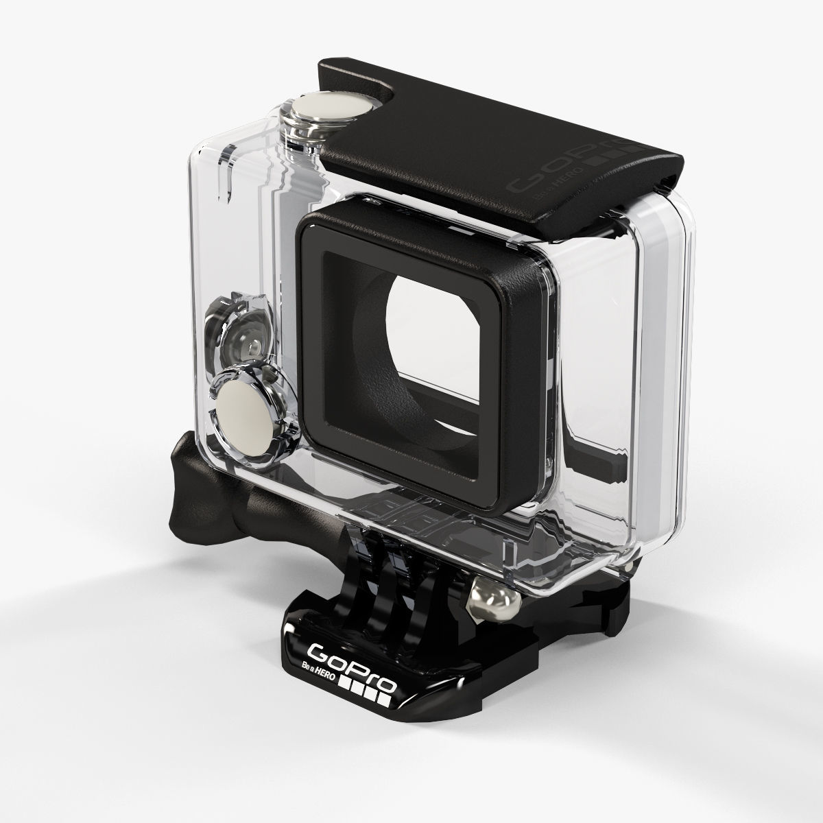 GoPro HERO4 Silver Edition action camera with Waterproof Housing Low-poly 3D model_34