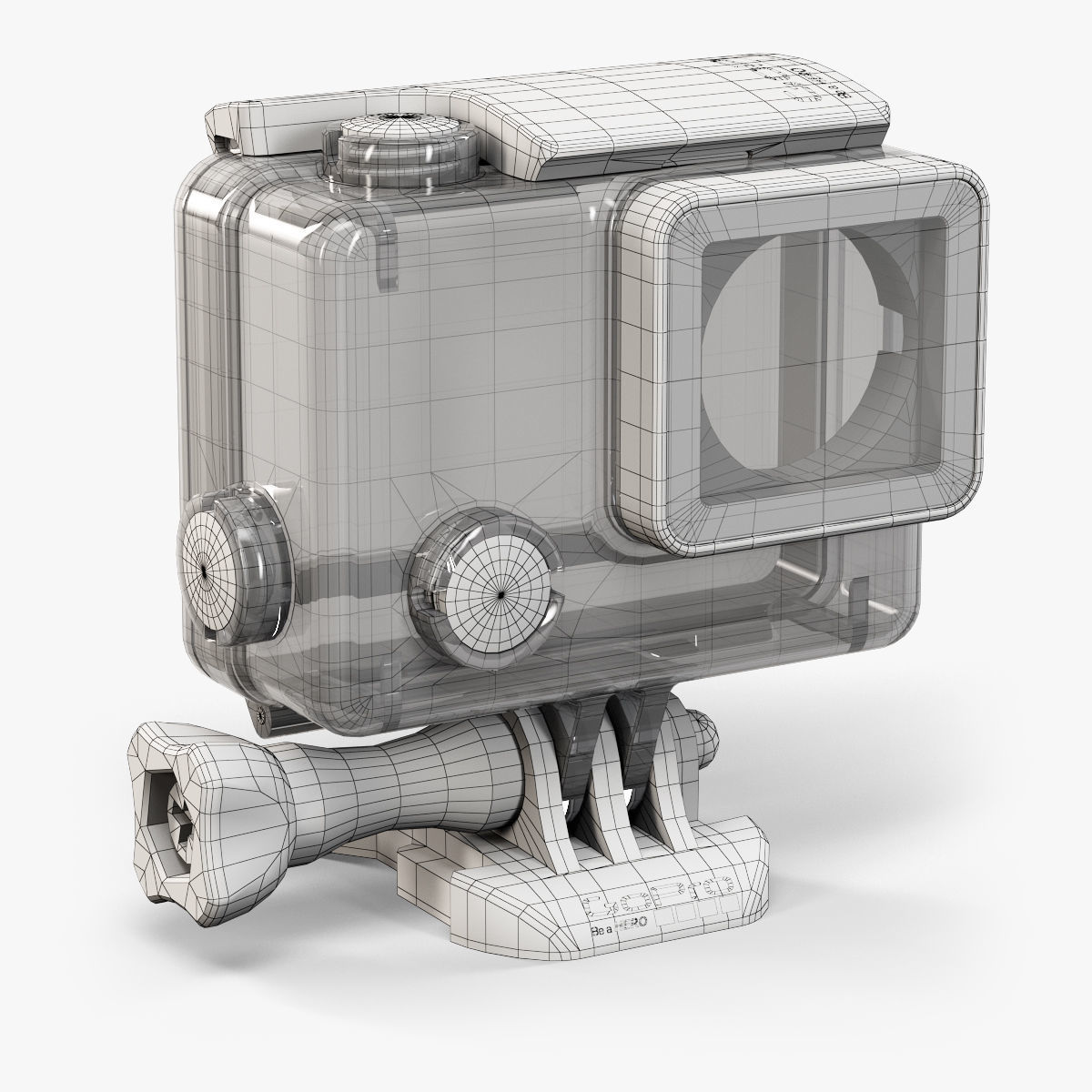 GoPro HERO4 Silver Edition action camera with Waterproof Housing Low-poly 3D model_39