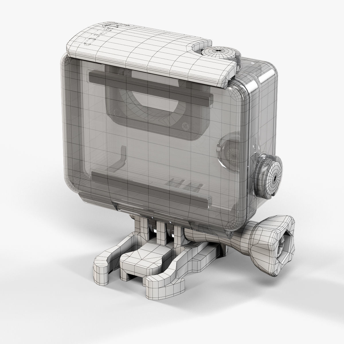 GoPro HERO4 Silver Edition action camera with Waterproof Housing Low-poly 3D model_41