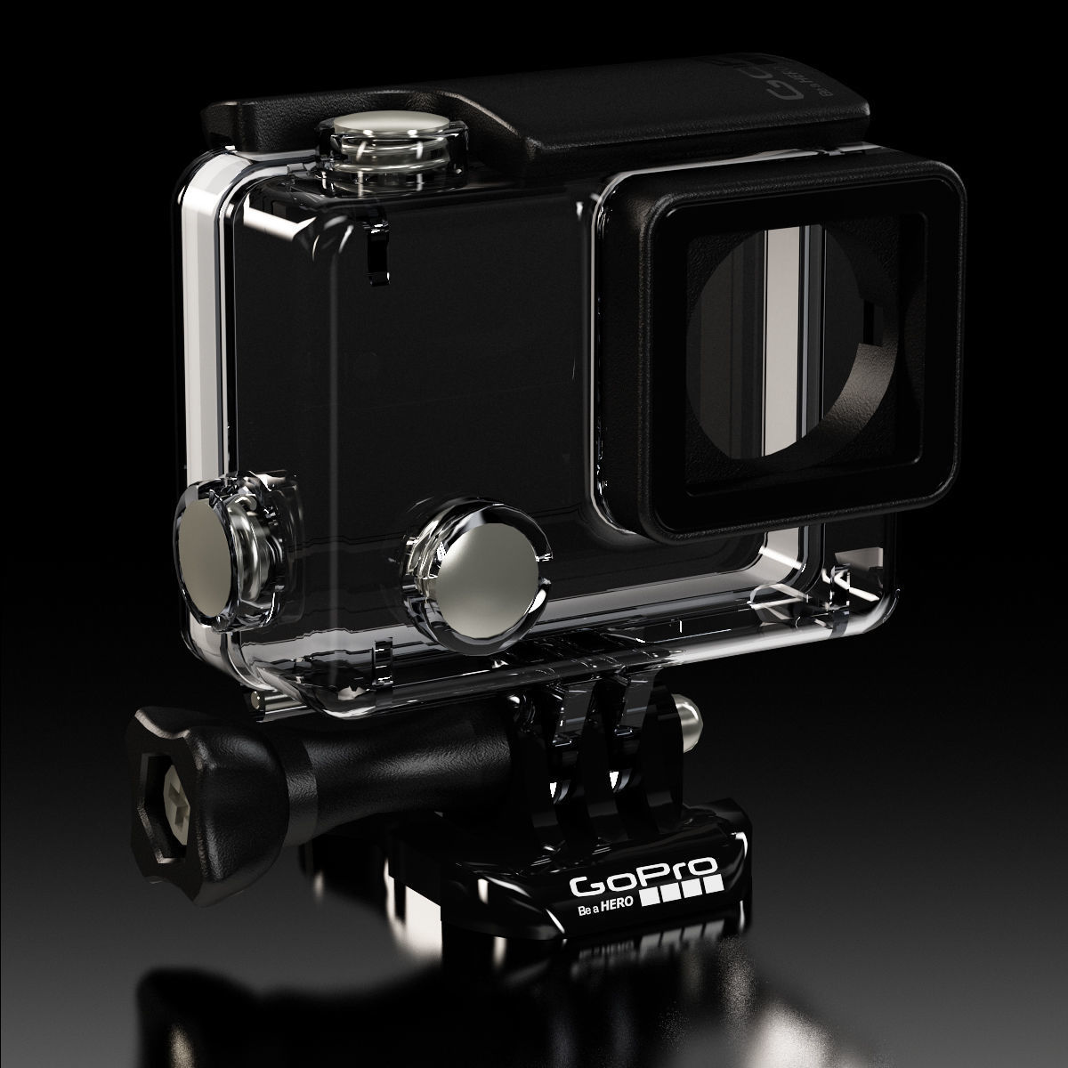 GoPro HERO4 Silver Edition action camera with Waterproof Housing Low-poly 3D model_31