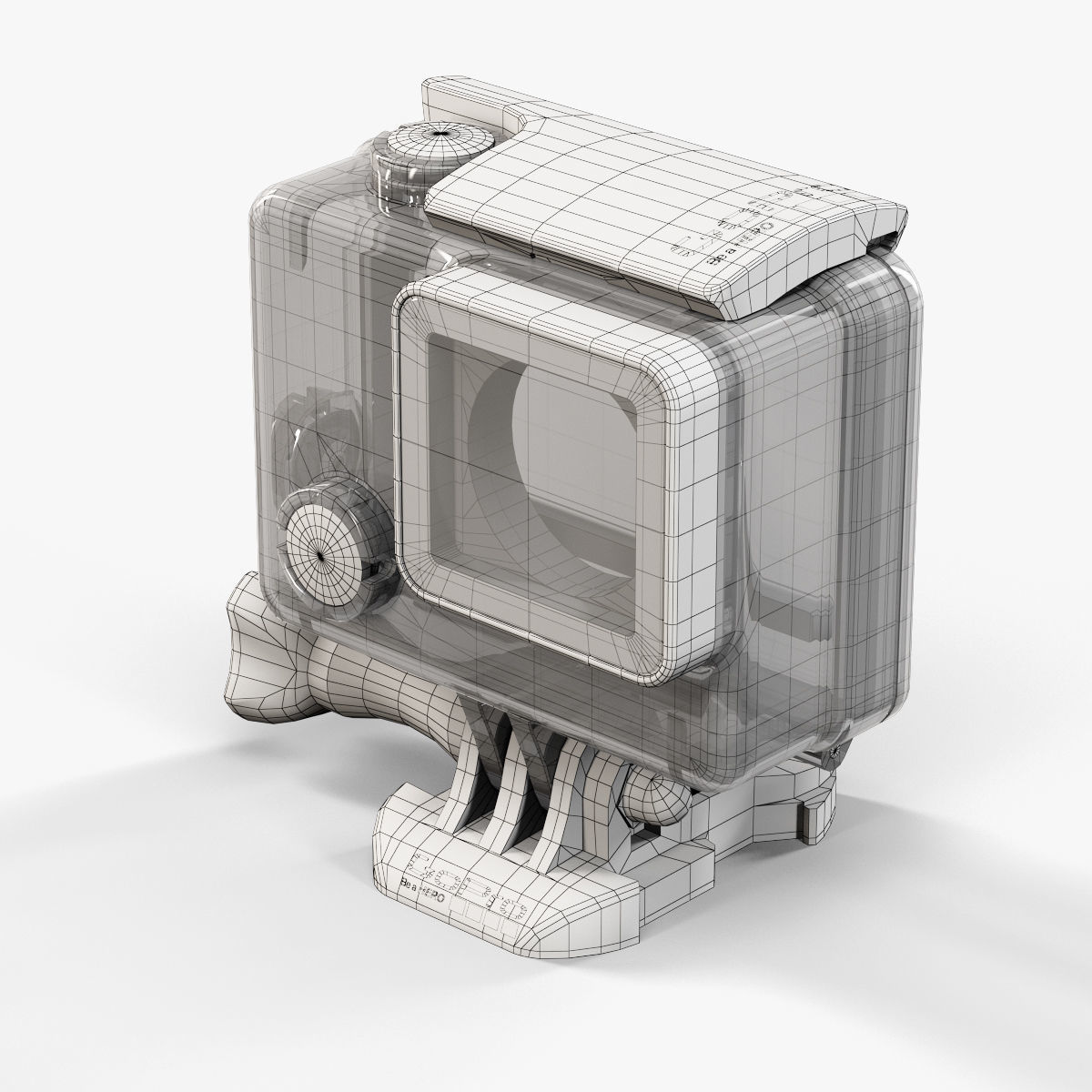 GoPro HERO4 Silver Edition action camera with Waterproof Housing Low-poly 3D model_40