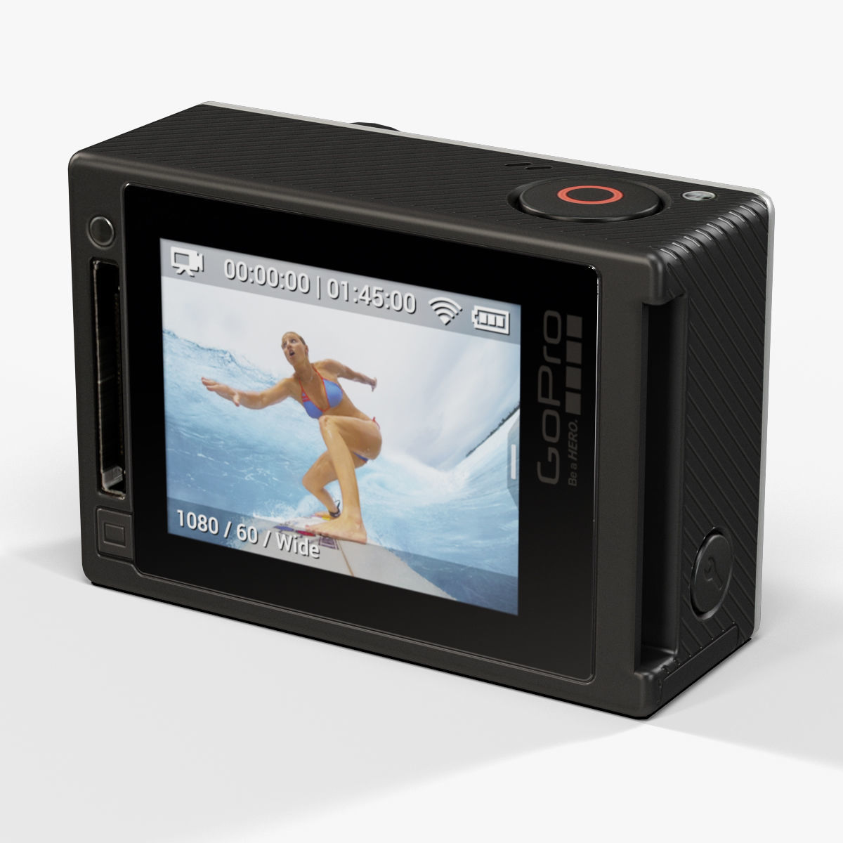 GoPro HERO4 Silver Edition action camera with Waterproof Housing Low-poly 3D model_21