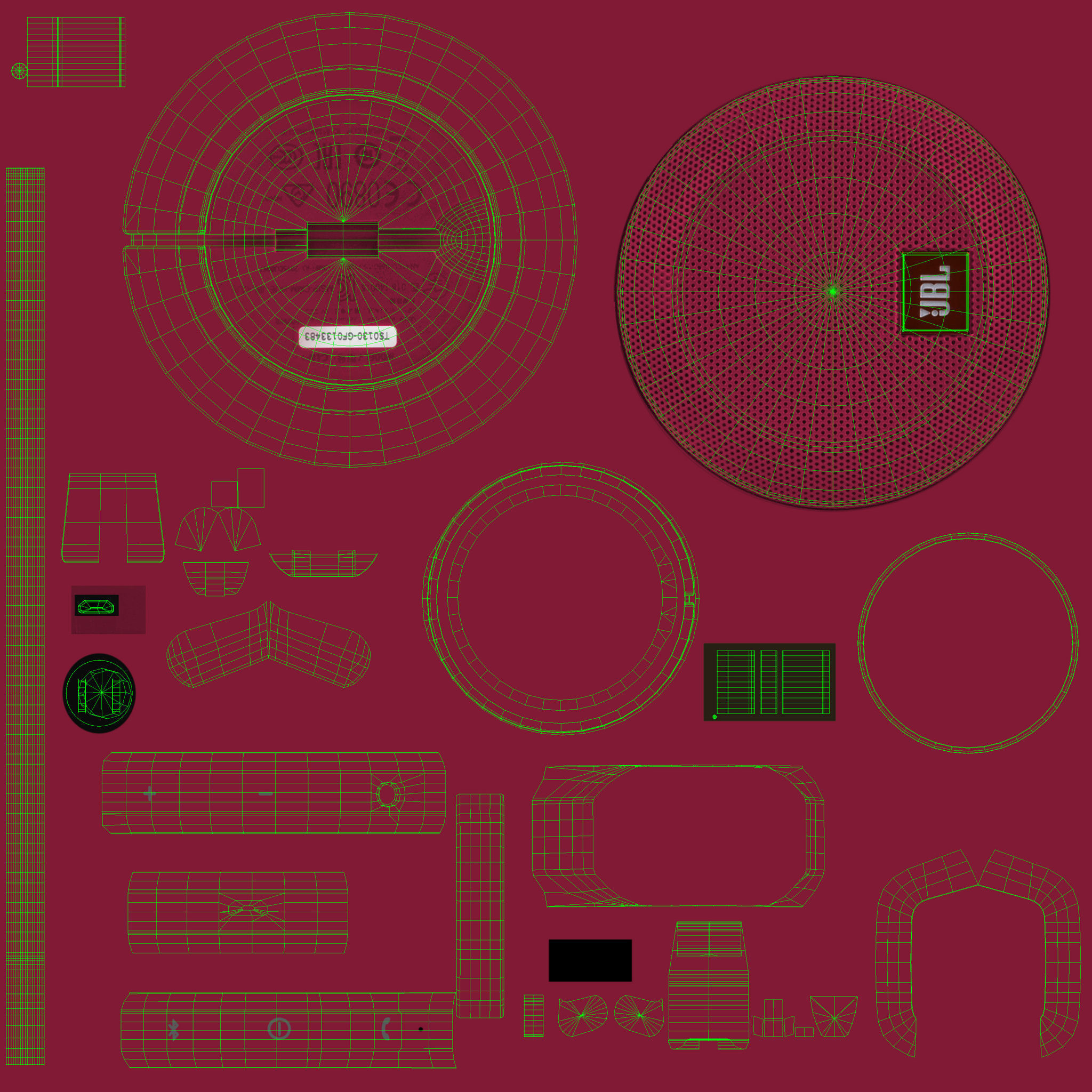 JBL Clip plus portable bluetooth speaker Low-poly 3D model_52