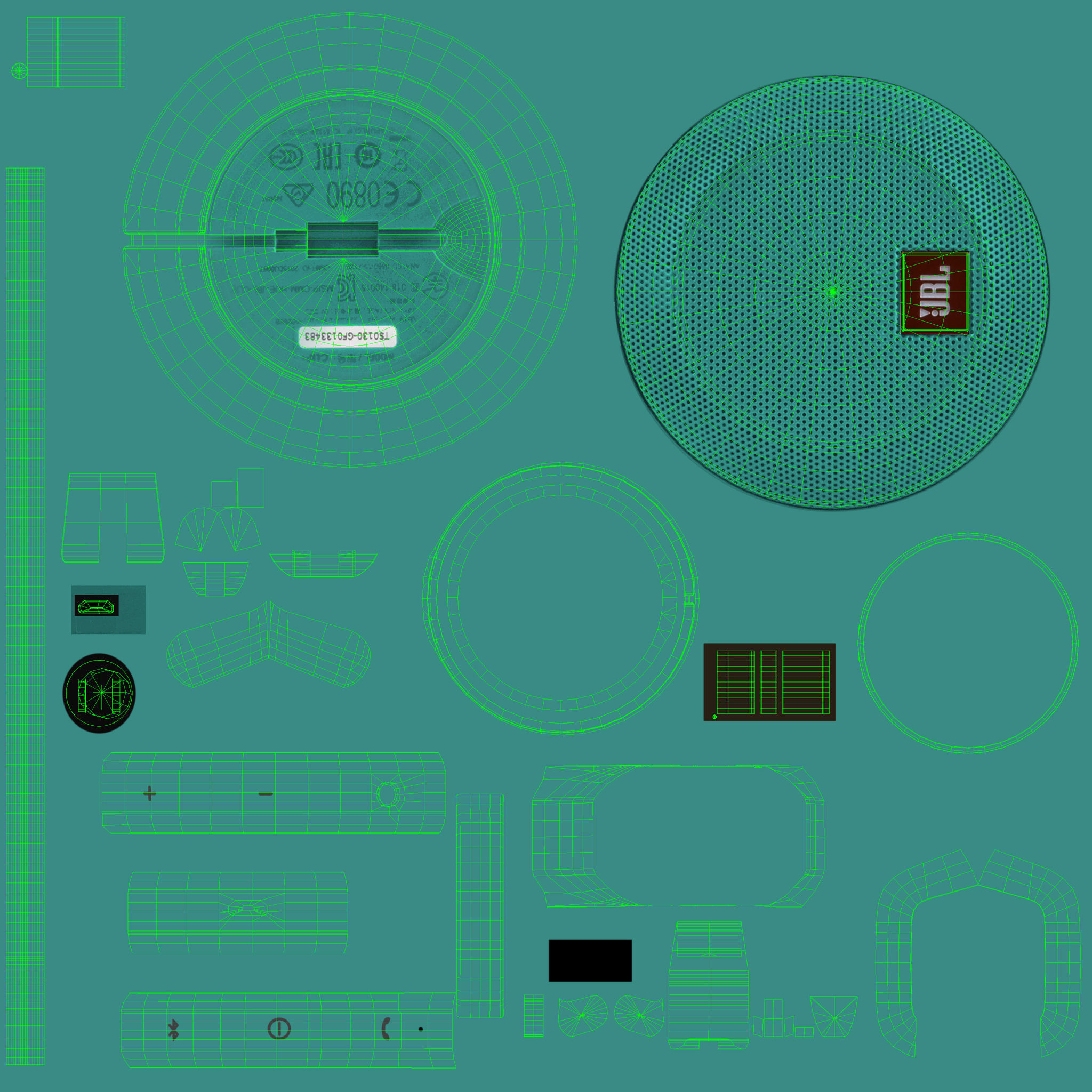 JBL Clip plus portable bluetooth speaker Low-poly 3D model_56