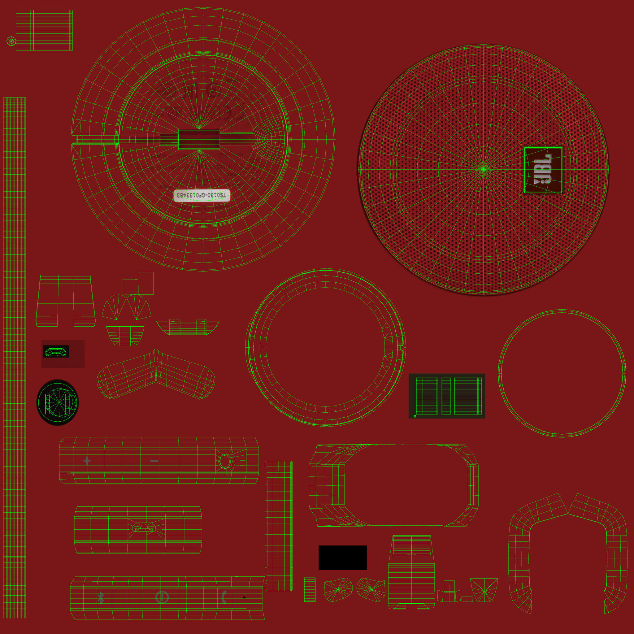 JBL Clip plus portable bluetooth speaker Low-poly 3D model_51