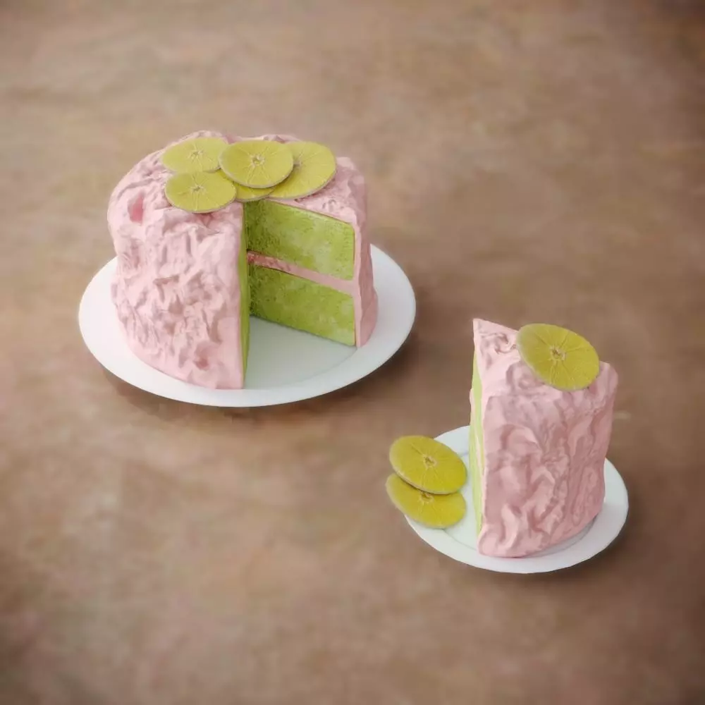 Cake with Pink Glaze 3D model_0