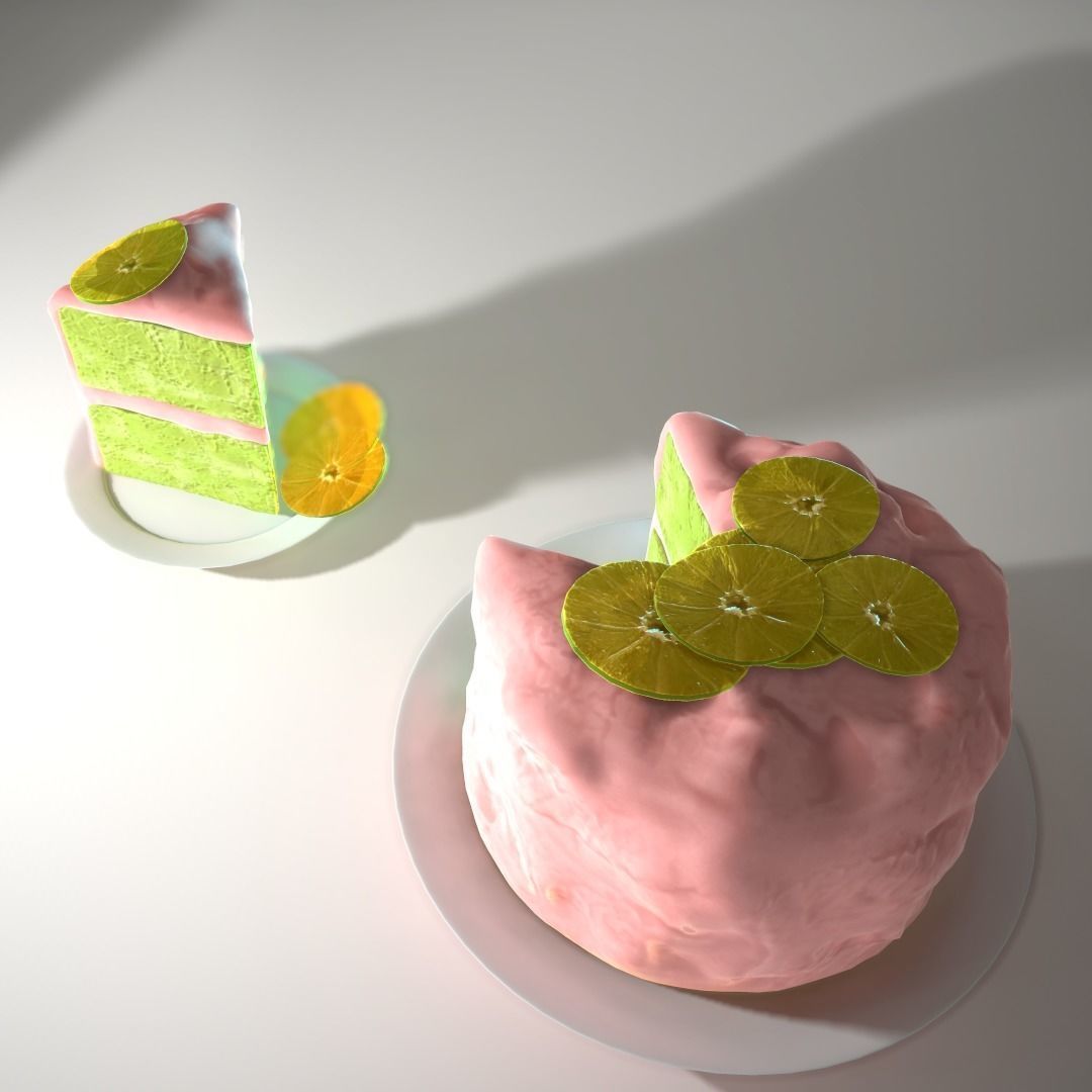 Cake with Pink Glaze 3D model_2