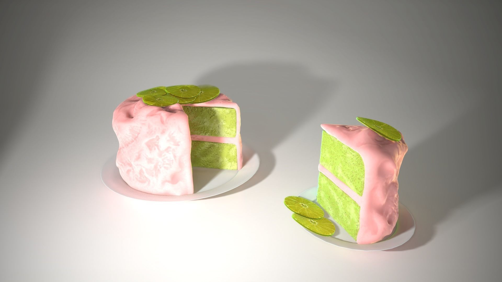 Cake with Pink Glaze 3D model_3