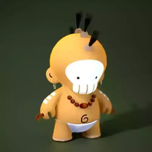 Aborigine with a Skull Mask 3D model