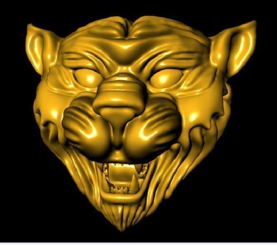 Charm gold tiger head 3D print model
