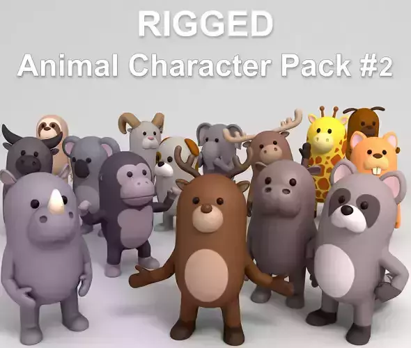 Rigged Animal Character Pack 2 3D model