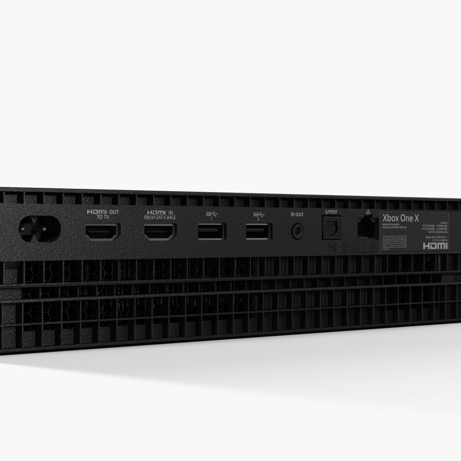 Microsoft Xbox One X Game Console Low-poly 3D model_10