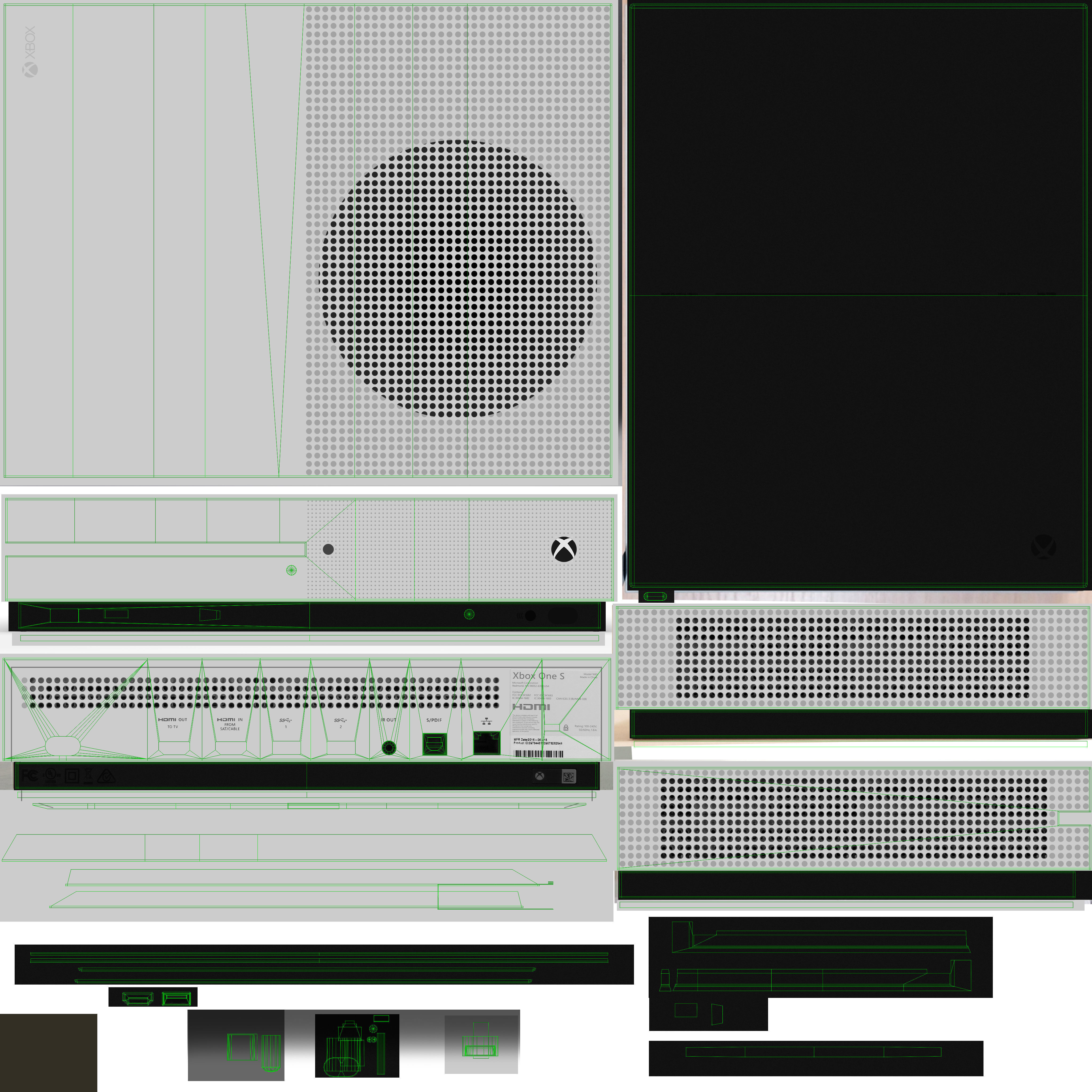 Microsoft Xbox One S Game Console Low-poly 3D model_25