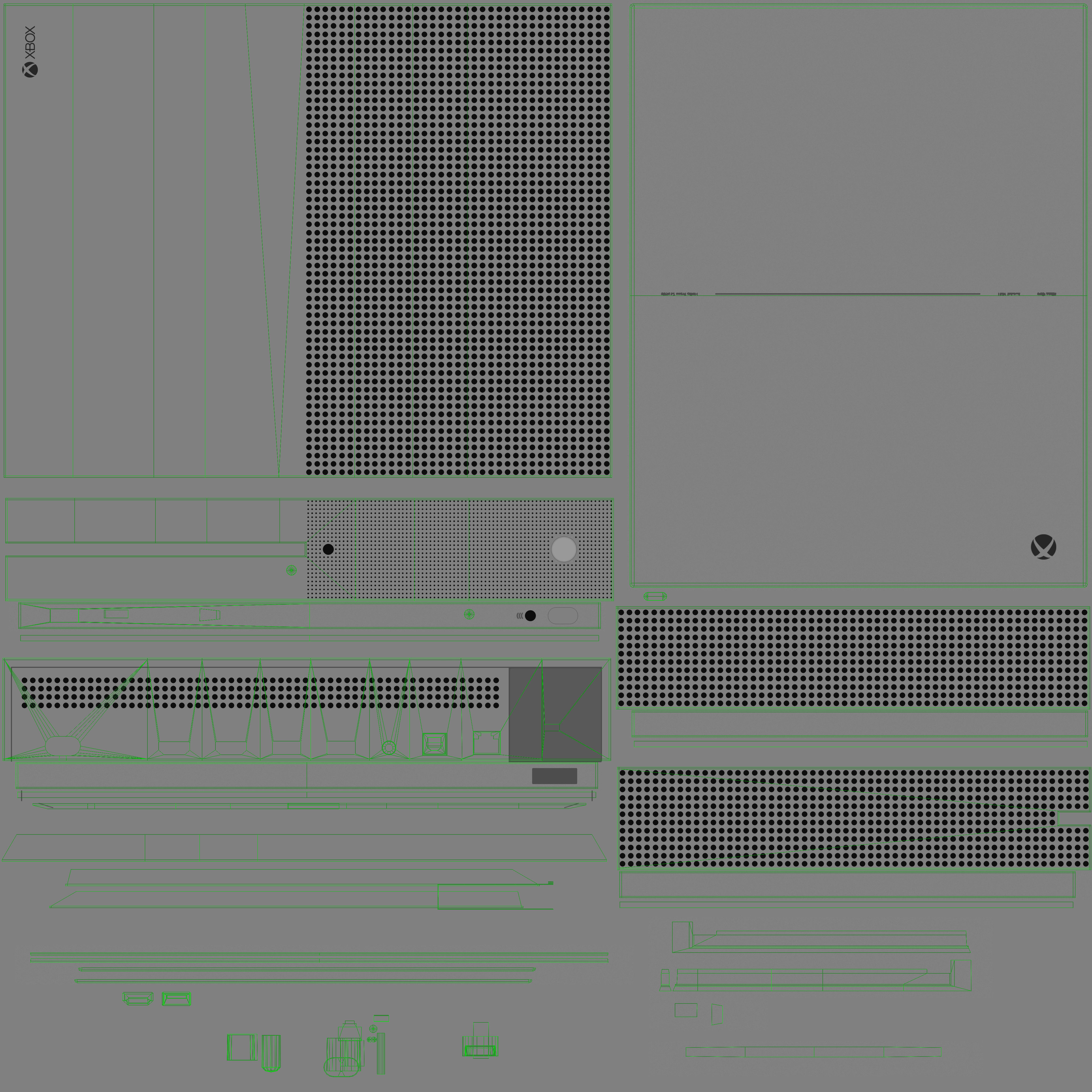 Microsoft Xbox One S Game Console Low-poly 3D model_23