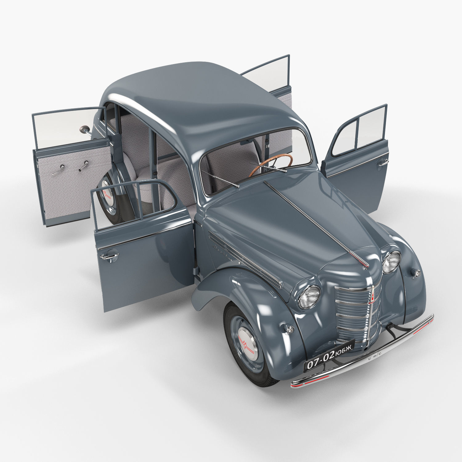 Moskvich-401 old car 3D model_25