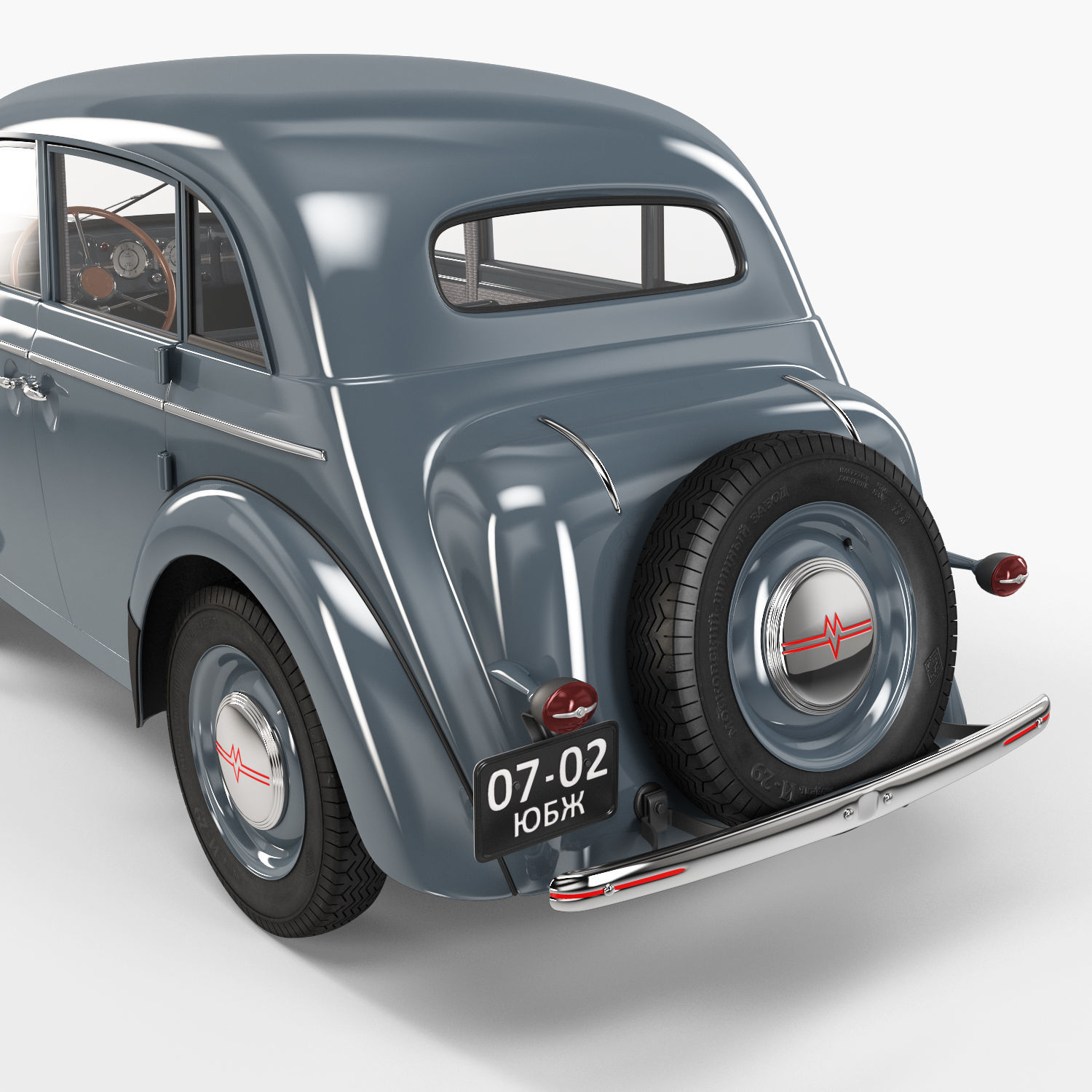 Moskvich-401 old car 3D model_12