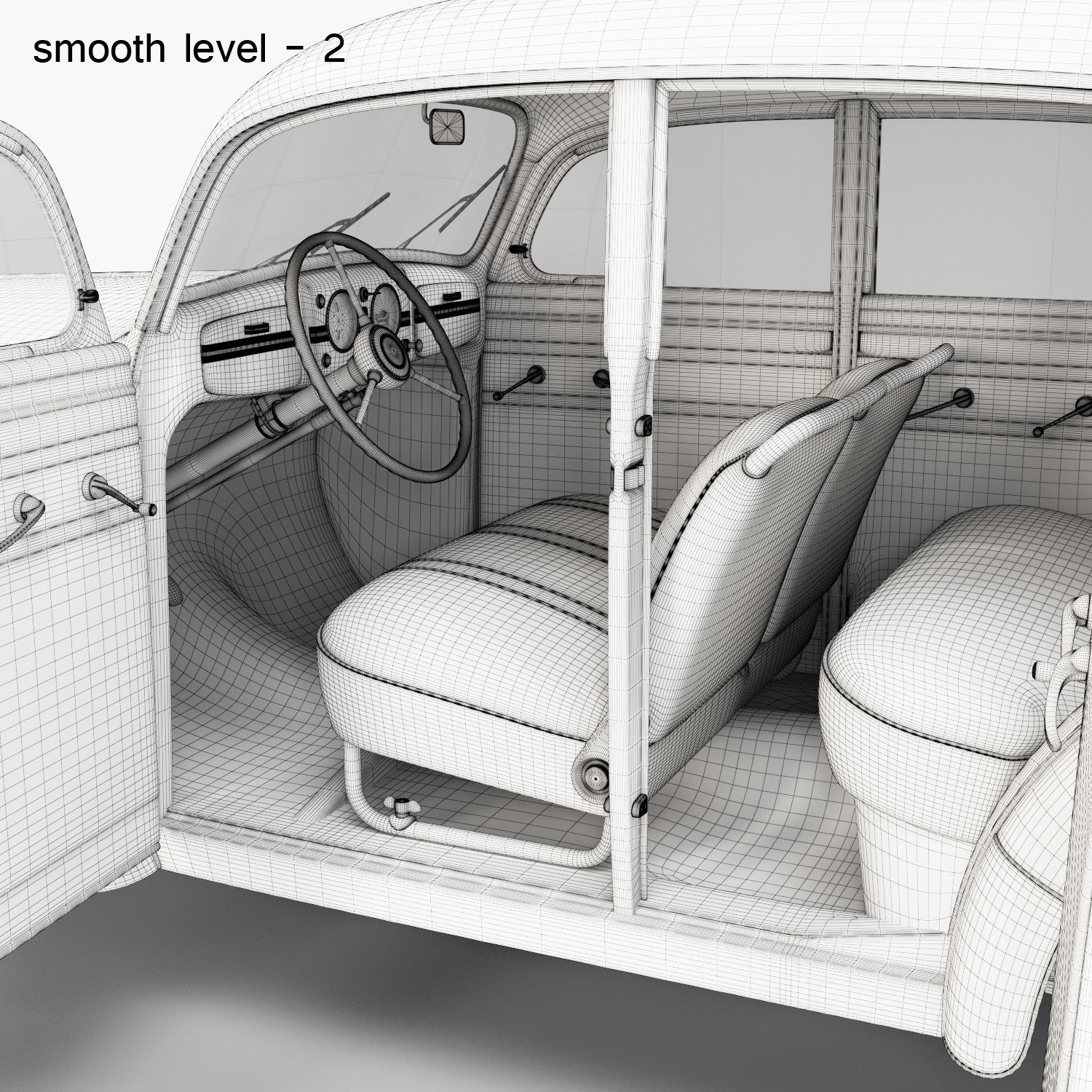 Moskvich-401 old car 3D model_36