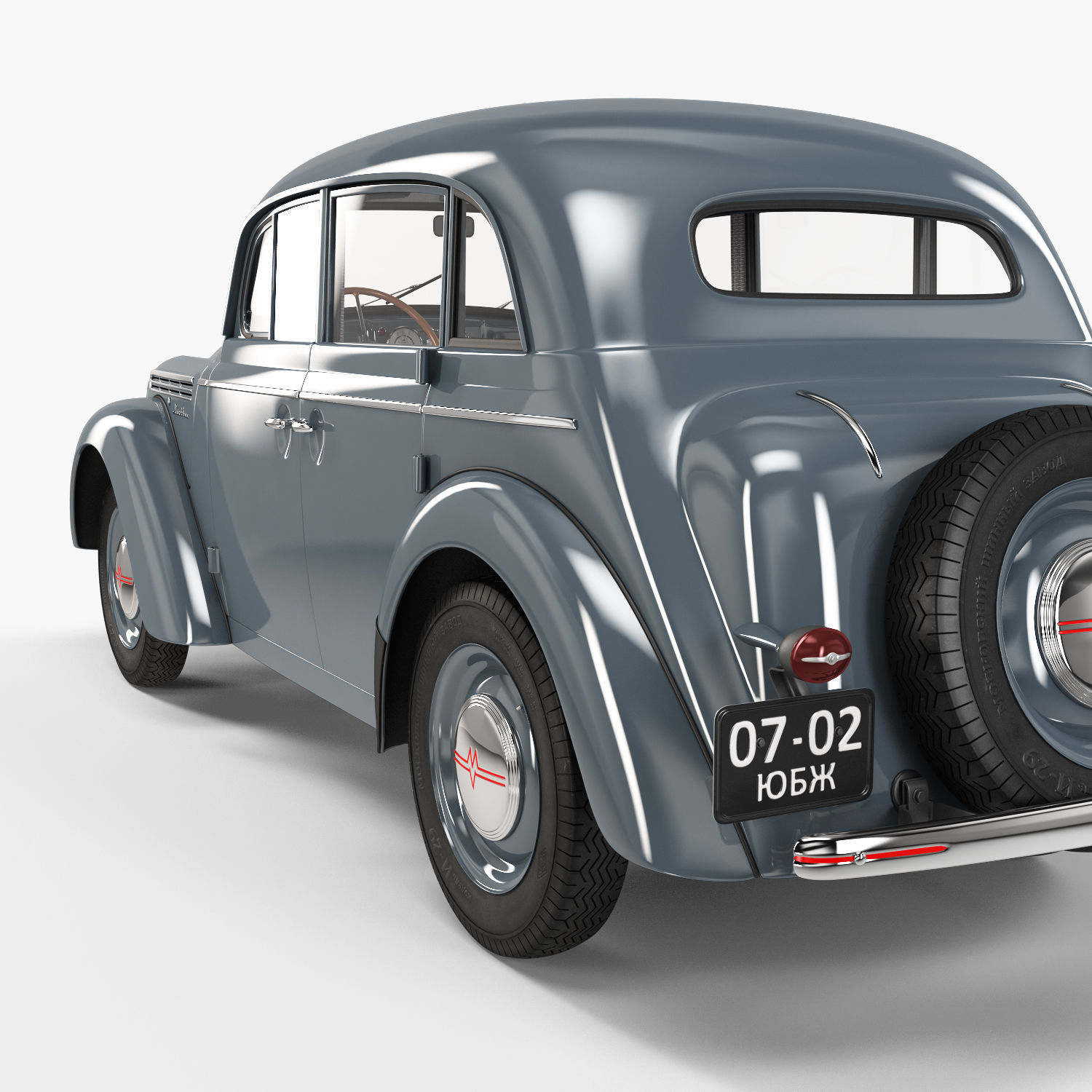 Moskvich-401 old car 3D model_13