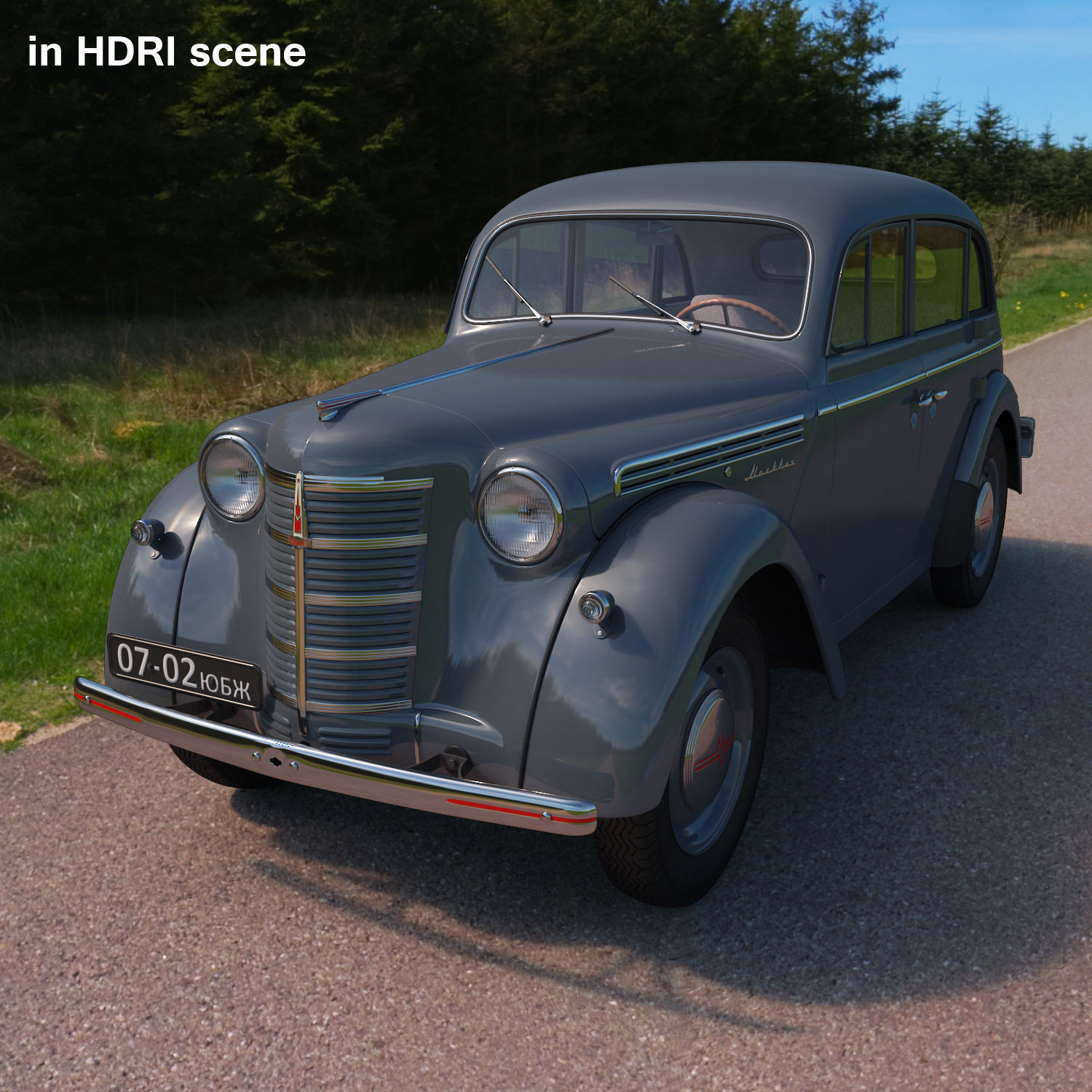 Moskvich-401 old car 3D model_27