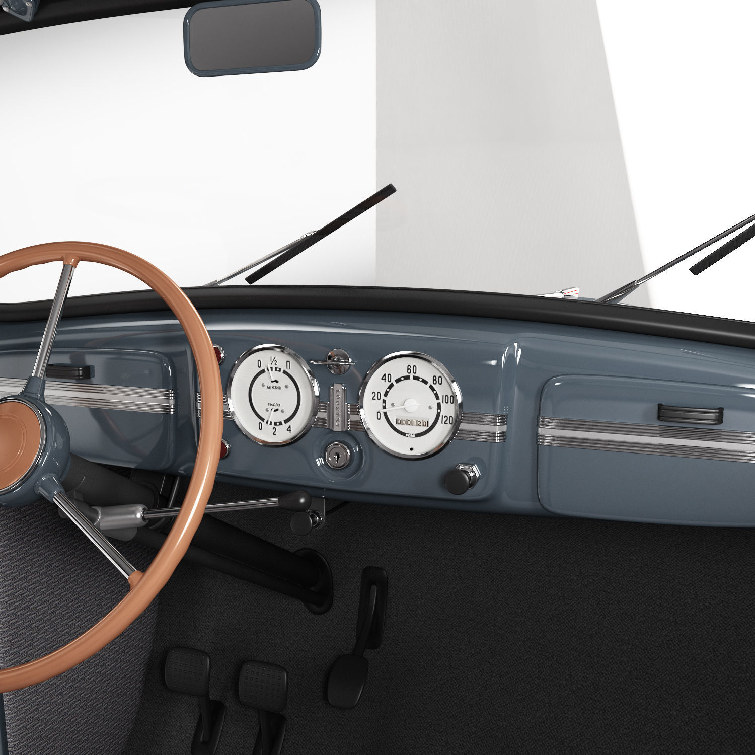 Moskvich-401 old car 3D model_19