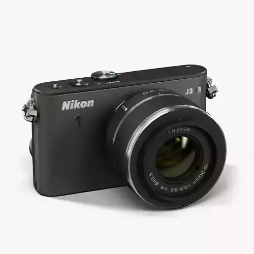 Nikon 1 J3 mirrorless digital camera kit 10-30mm lens Low-poly 3D model