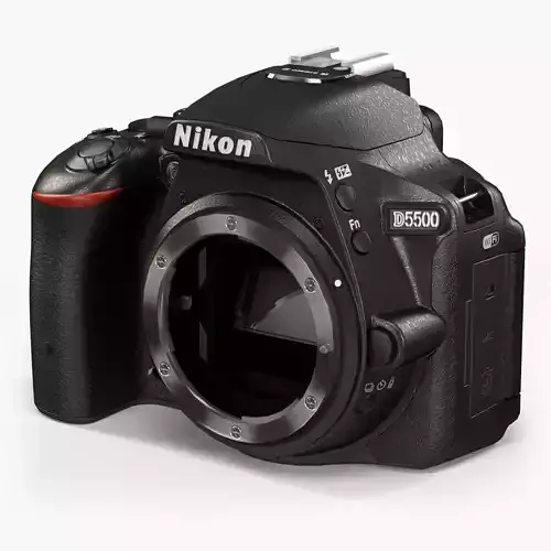 Nikon D5500 DSLR camera Low-poly 3D model