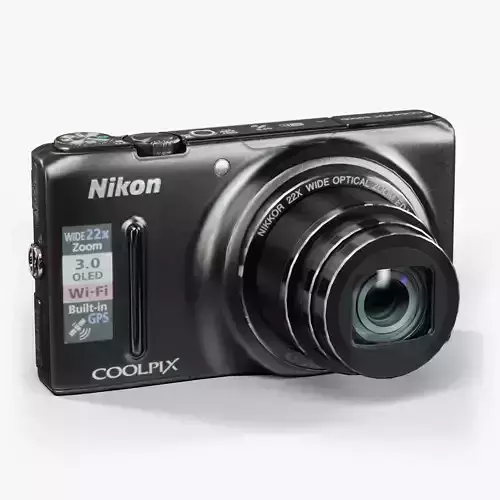 Nikon Coolpix S9500 compact digital camera Low-poly 3D model