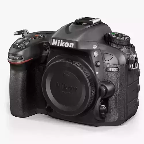 Nikon D7100 DSLR camera Low-poly 3D model