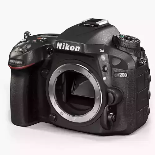 Nikon D7200 DSLR camera Low-poly 3D model
