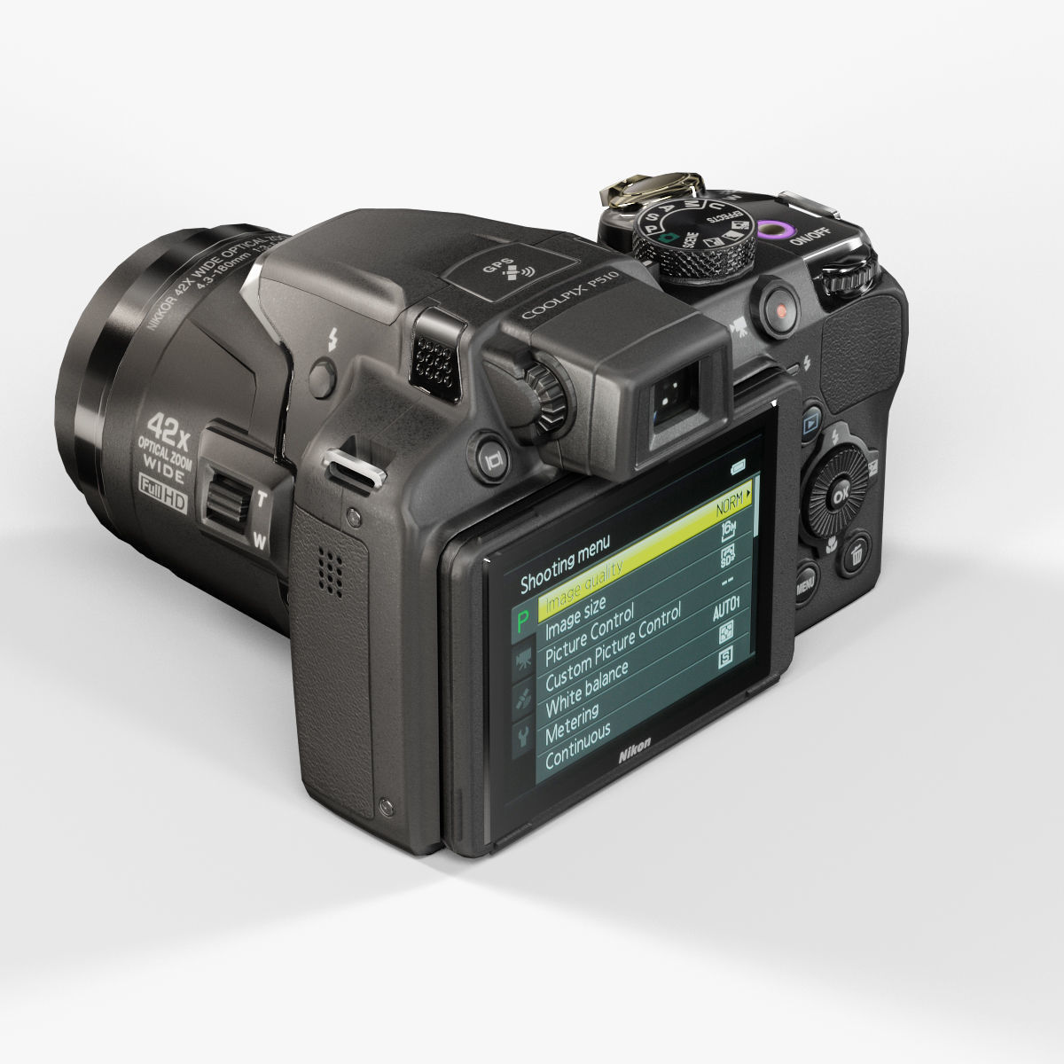 Nikon Coolpix P510 bridge digital camera Low-poly 3D model_6