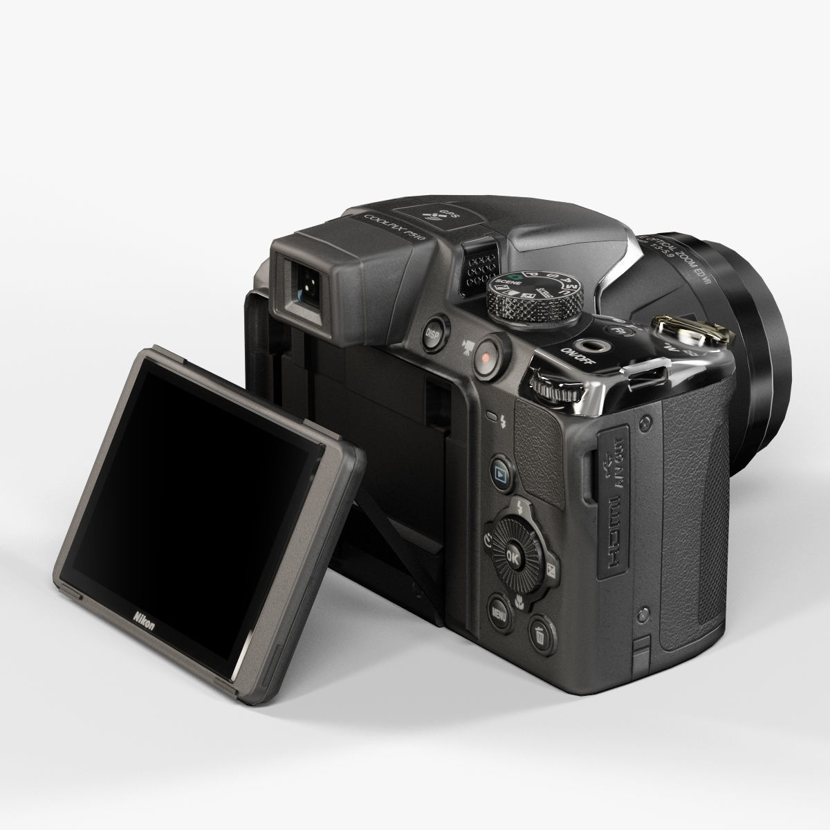 Nikon Coolpix P510 bridge digital camera Low-poly 3D model_8