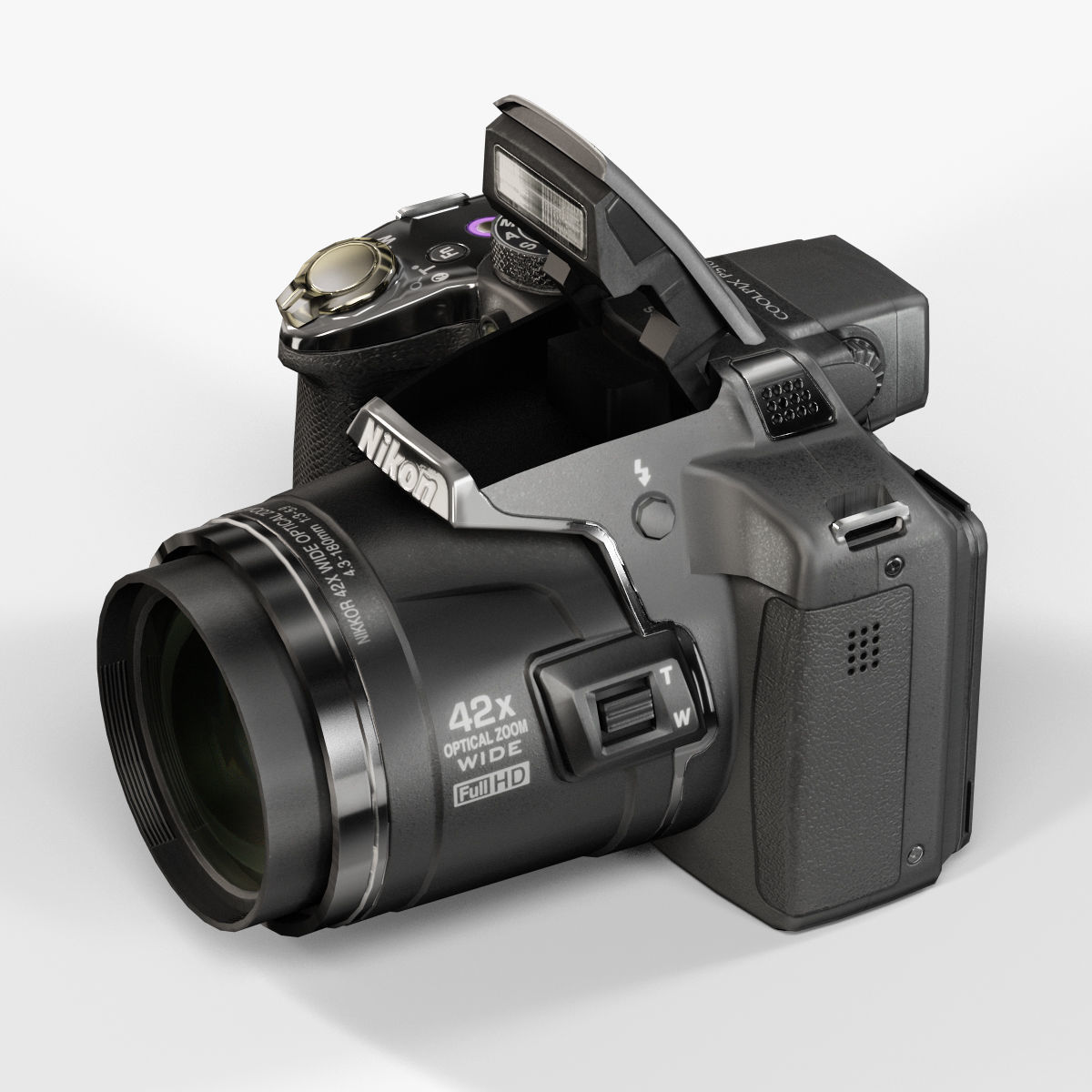 Nikon Coolpix P510 bridge digital camera Low-poly 3D model_5