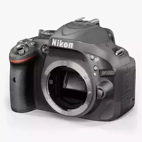 Nikon D5200 DSLR camera Low-poly 3D model