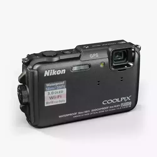 Nikon Coolpix AW110 rugged and proof digital camera Low-poly 3D model