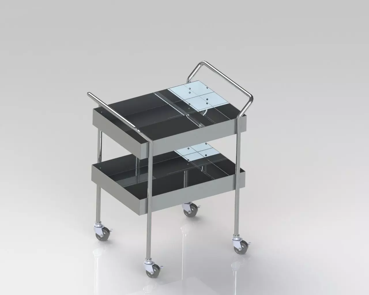 Trolley stainless steel with two shelves Free 3D model