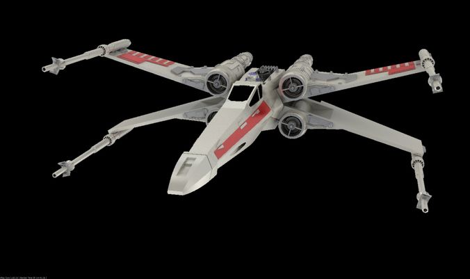 X-Wing Fighter 3D printer model with a mini R2D2 model 3D print model