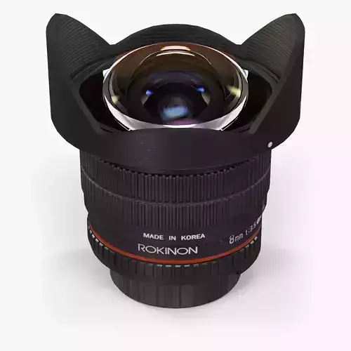 Rokinon 8mm F 3-5 AS IF UMC Fish-eye CS II AE Nikon F mount Lens Low-poly 3D model