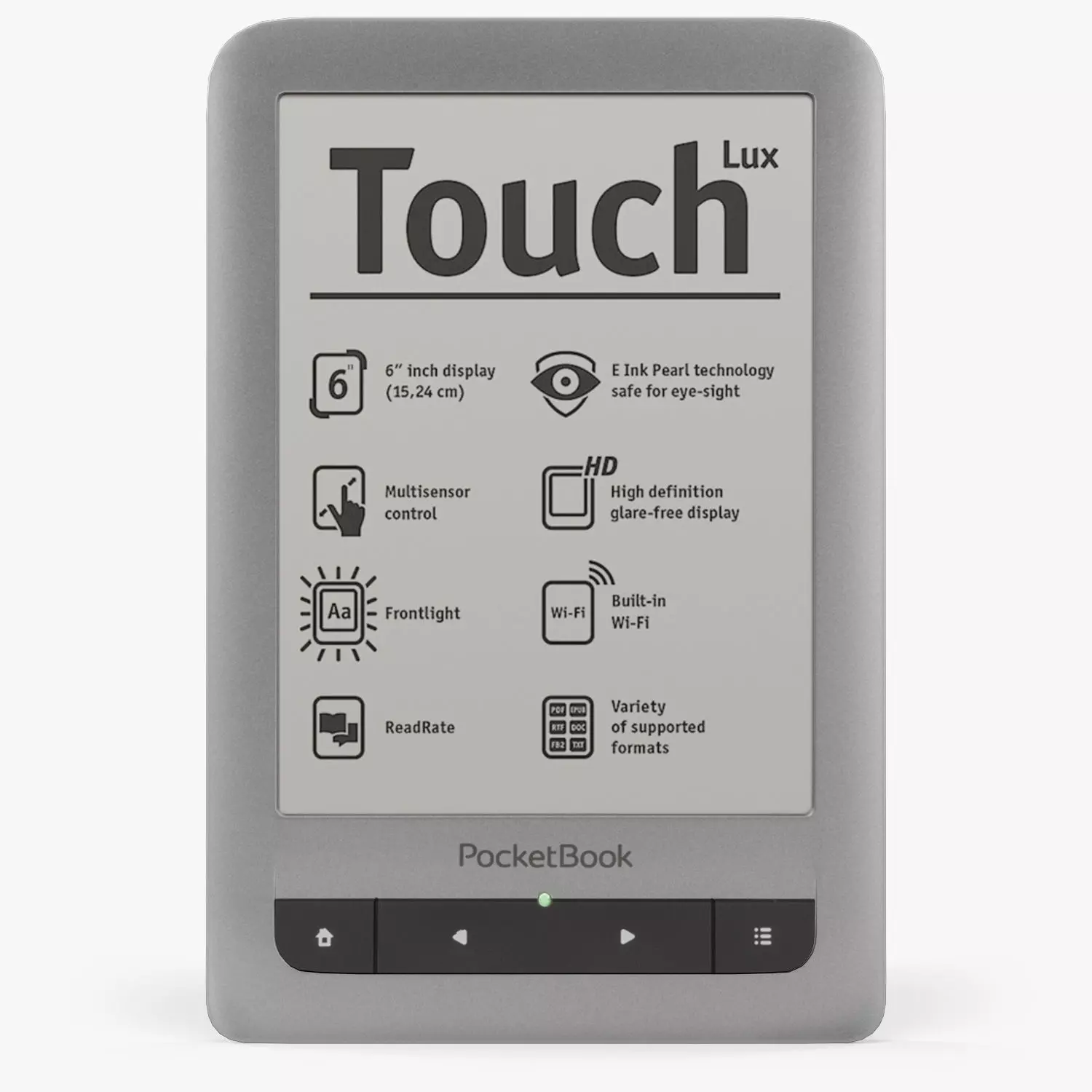 PocketBook Touch 2 e-reader Low-poly 3D model_0