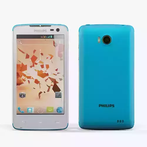 Philips Xenium W732 White Blue Low-poly 3D model