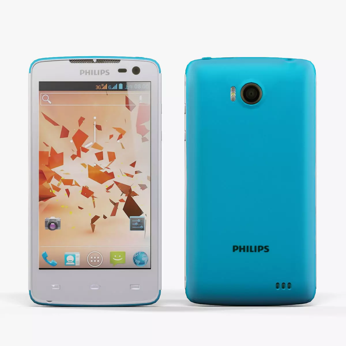 Philips Xenium W732 White Blue Low-poly 3D model