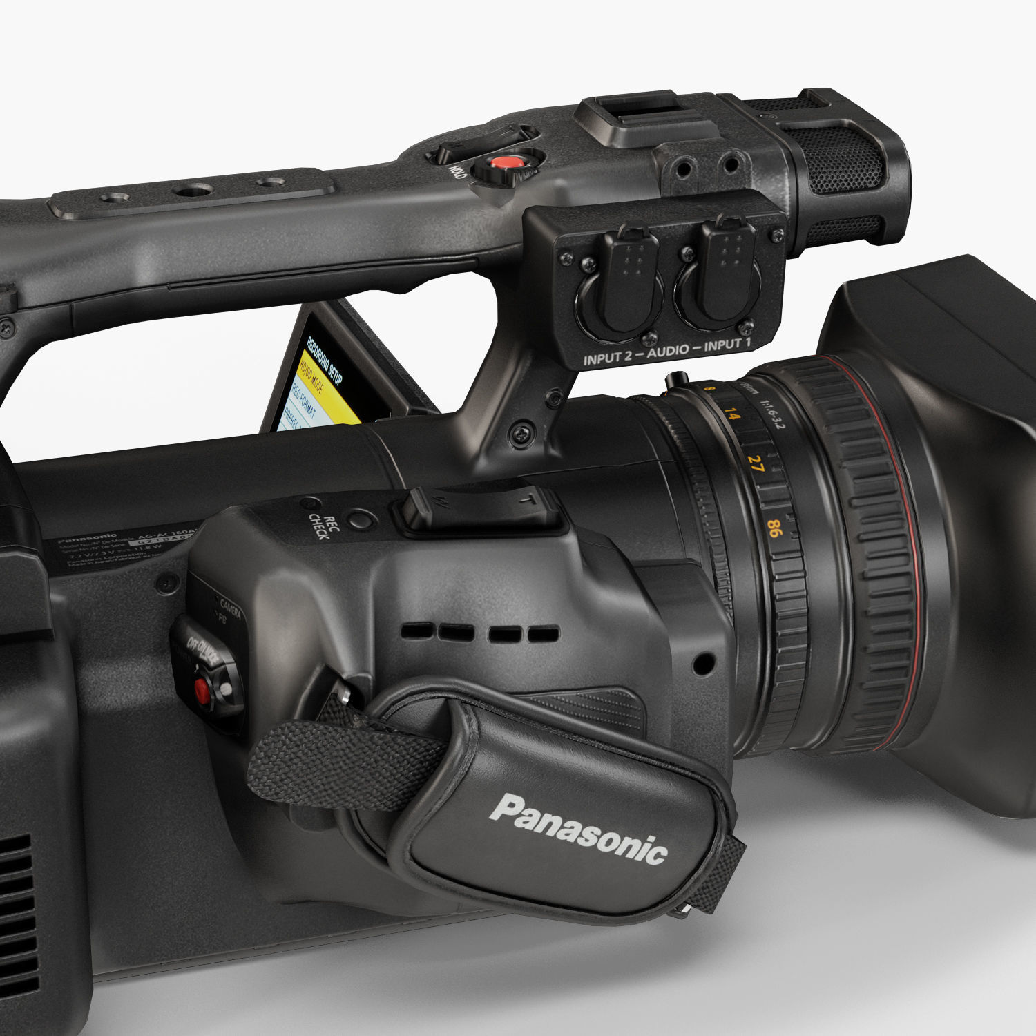 Panasonic AG-AC160A AVCCAM Series professional camcorder Low-poly 3D model_11