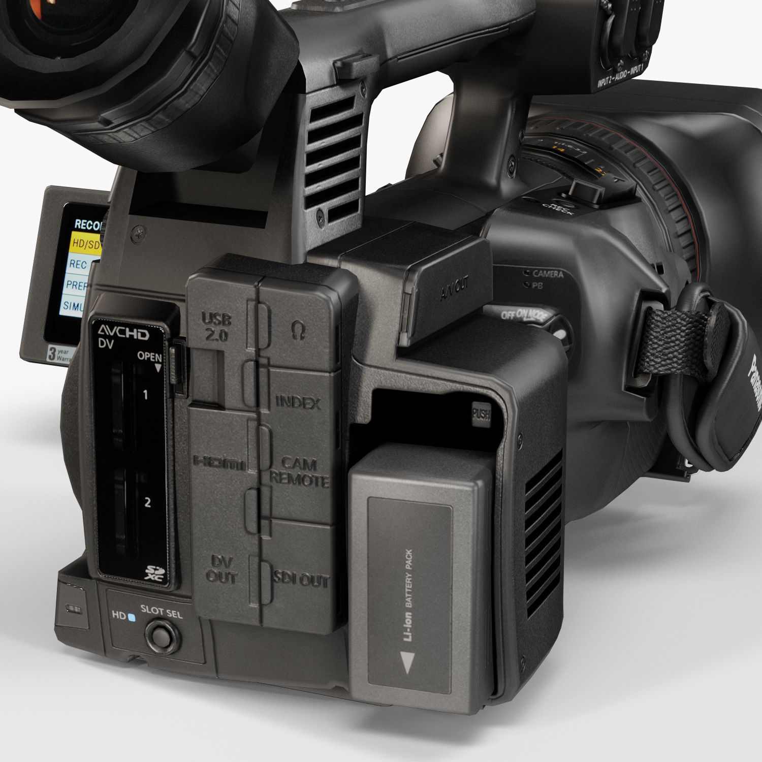 Panasonic AG-AC160A AVCCAM Series professional camcorder Low-poly 3D model_2