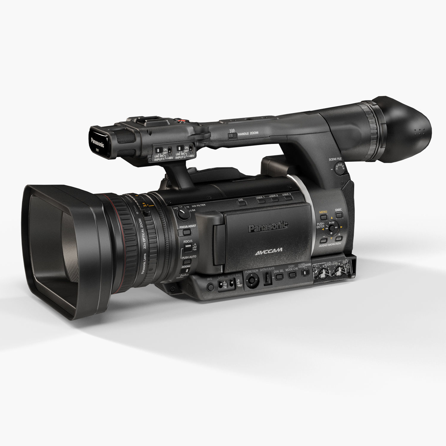 Panasonic AG-AC160A AVCCAM Series professional camcorder Low-poly 3D model_5